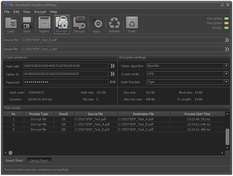 File crypto setting